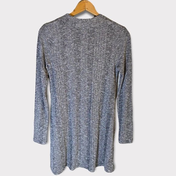 Mossimo Heathered Gray Wide Ribbed Knit Mock Neck Long Sleeve Swing Dress - Picture 8 of 9